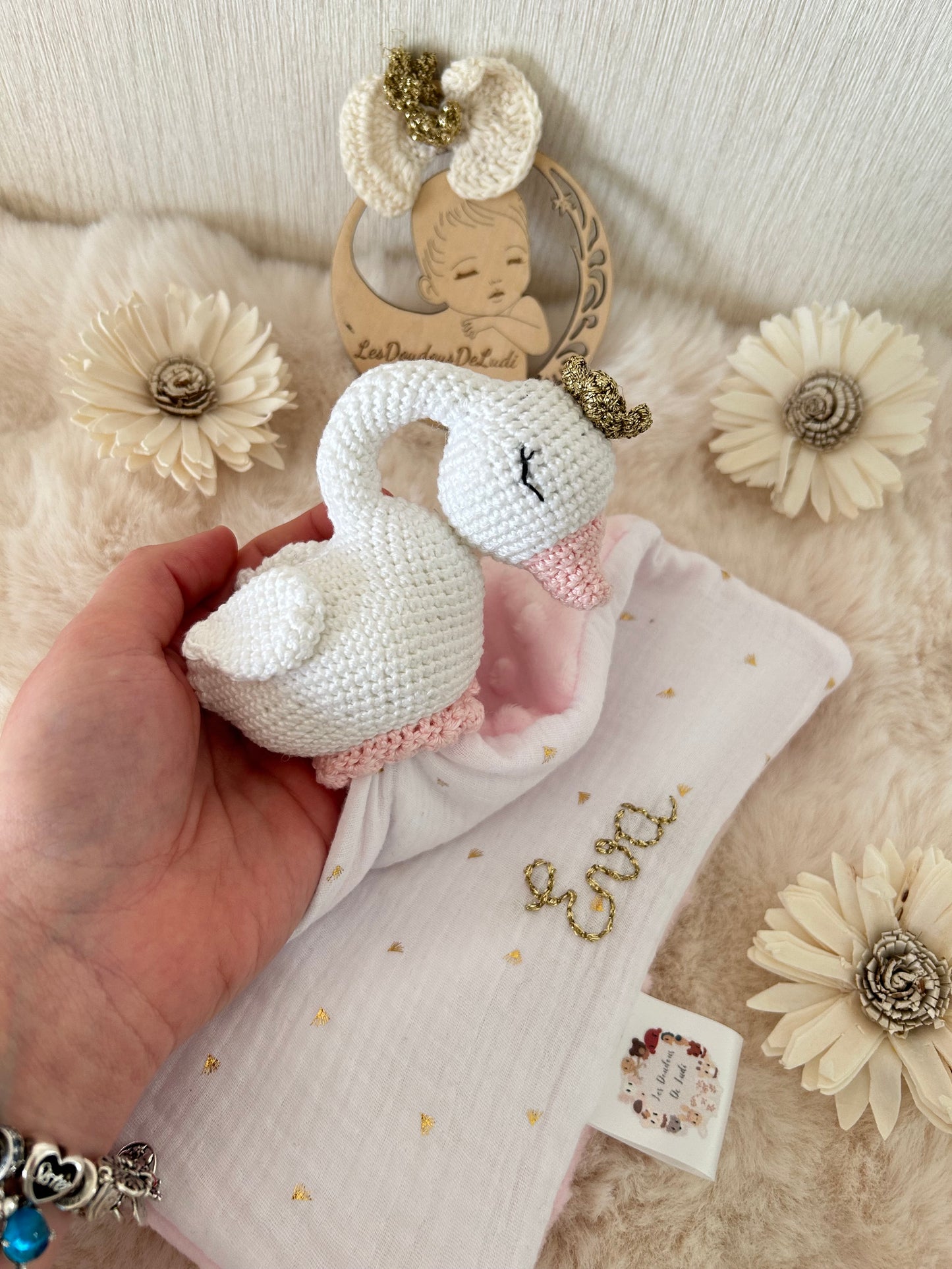 Doudou Eva le Cygne Personnalisable