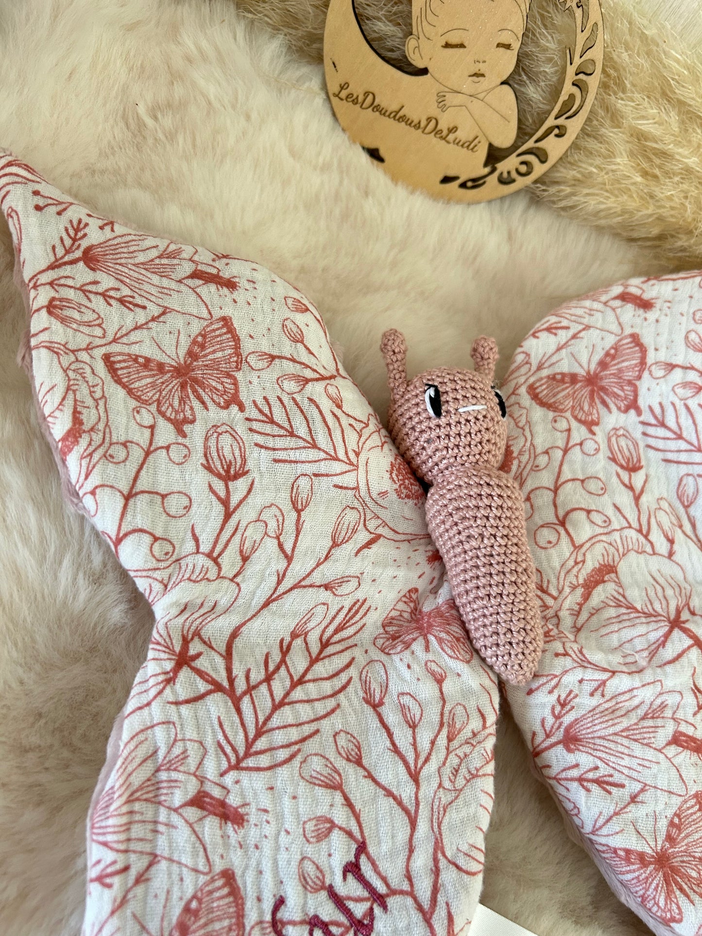 Louison Le Papillon Rose Satin/Tissus Papillon