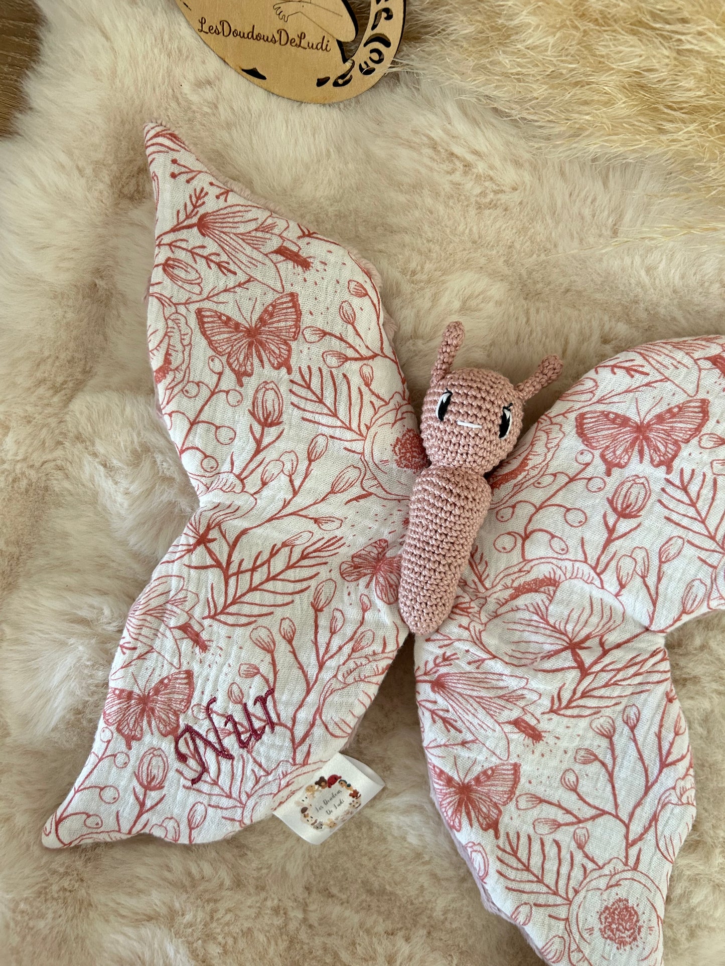 Louison Le Papillon Rose Satin/Tissus Papillon