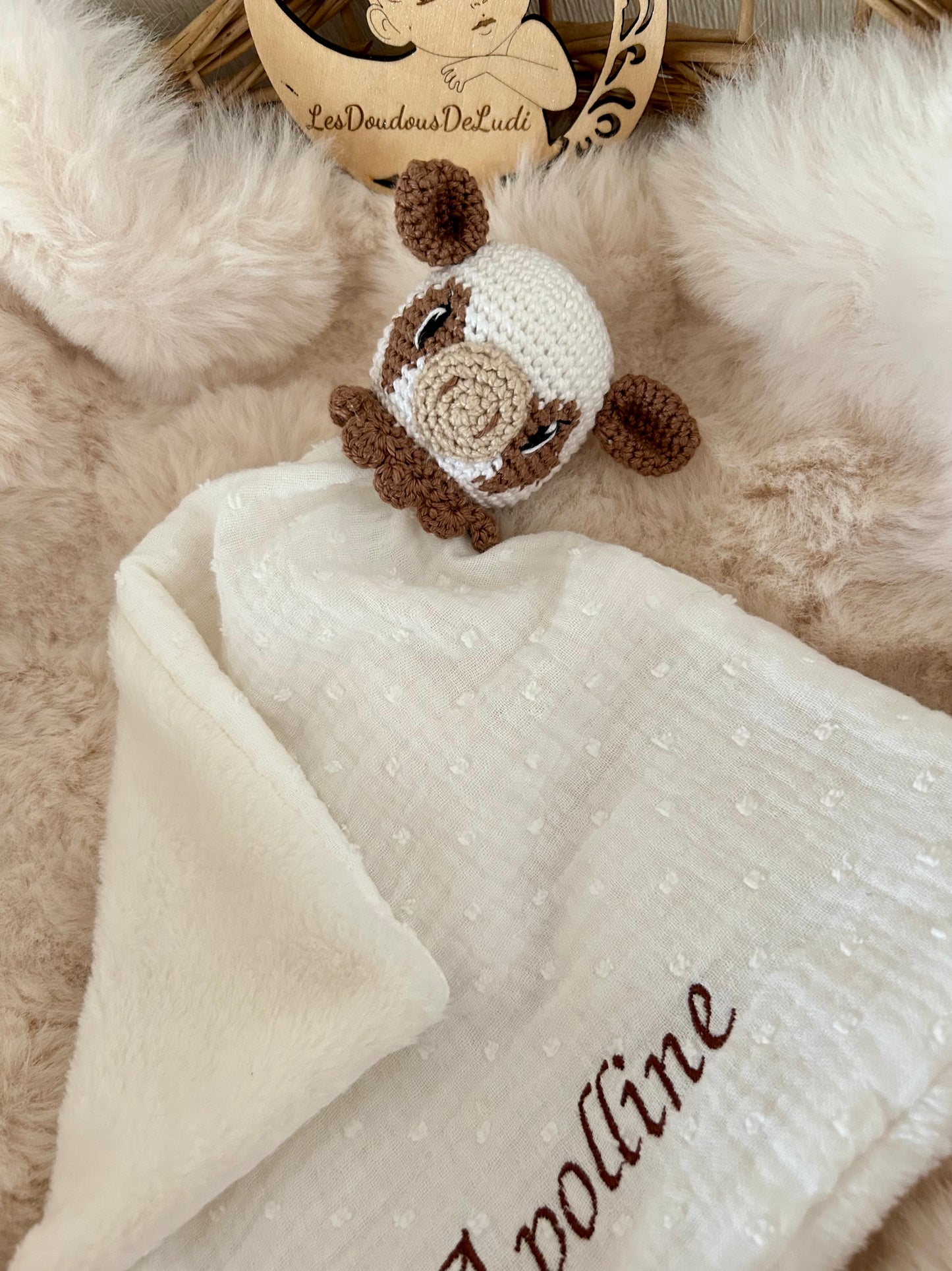 Doudou vache personnalisable