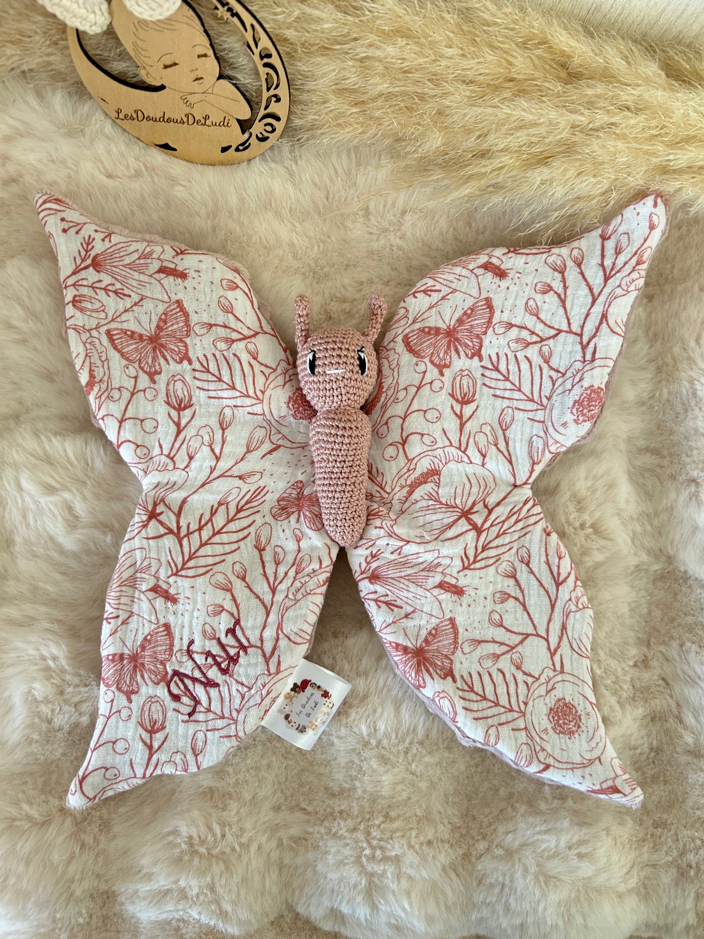 Louison Le Papillon Rose Satin/Tissus Papillon