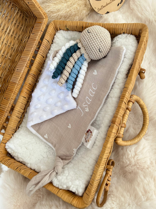 Maddy La Pieuvre Sable Blanc Bleu clair et Bleu Mer