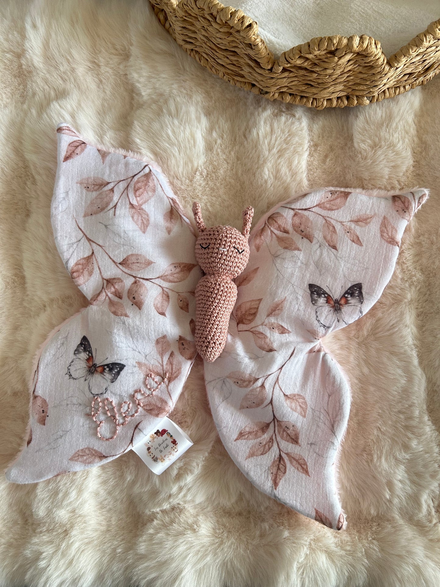 Louison Le Papillon Butterfly Rose satin